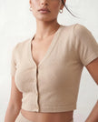 Maxi Dress Women Ribbed V-Neck Button Front Fitted Front Slit Black Beige