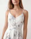 Floral Midi Dress Women Wedding Guest V-Neck Button Front