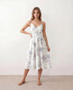 Floral Midi Dress Women Wedding Guest V-Neck Button Front