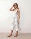 Floral Midi Dress Women Wedding Guest V-Neck Button Front