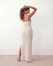 Knit Maxi Dress Women Openwork V-Neck Spaghetti Strap Slit