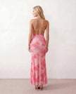 Maxi Dress Women Floral Halter V-Neck Backless Mermaid Floor Length