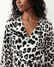 Leopard Print Midi Dress Women Wrap V-Neck Long Sleeve Cocktail