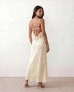 Glossy Slip Maxi Dress Women Wedding Guest Plunge V-Neck Low Back