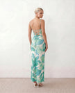 Maxi Dress Women Abstract Print Lace-Up Back Wedding Guest