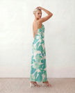 Maxi Dress Women Abstract Print Lace-Up Back Wedding Guest