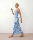 Maxi Dress Women Abstract Print Lace-Up Back Wedding Guest