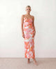Maxi Dress Women Abstract Print Lace-Up Back Wedding Guest