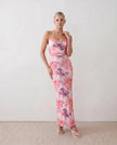 Maxi Dress Women Abstract Print Lace-Up Back Wedding Guest