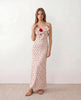 Slip Maxi Dress Women Spaghetti Strap Plunge V-Neck 3D Rose Open Back Cocktail