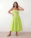 Midi Dress Women Square Neck Spaghetti Strap Low Back A-Line