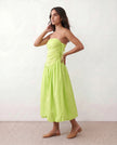 Midi Dress Women Square Neck Spaghetti Strap Low Back A-Line