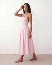 Midi Dress Women Square Neck Spaghetti Strap Low Back A-Line