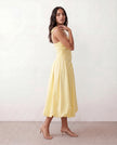 Midi Dress Women Square Neck Spaghetti Strap Low Back A-Line