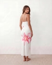 Floral Maxi Dress Women Square Neck Slip Mesh Overlay