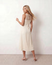 Midi Dress Women Wedding Guest Spaghetti Strap Mesh A-Line