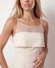 Midi Dress Women Wedding Guest Spaghetti Strap Mesh A-Line