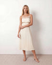 Midi Dress Women Wedding Guest Spaghetti Strap Mesh A-Line