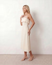 Midi Dress Women Wedding Guest Spaghetti Strap Mesh A-Line