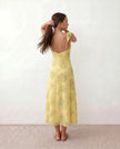 Floral Midi Dress Women Square Neck Corset Low Back Wedding Guest
