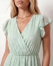 Floral Midi Dress Women Wedding Guest Wrap Front Tiered
