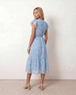 Floral Midi Dress Women Wedding Guest Wrap Front Tiered
