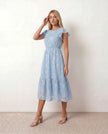 Floral Midi Dress Women Wedding Guest Wrap Front Tiered