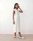 Pleated Midi Dress Women V-Neck Belted Cap Sleeve Cocktail