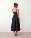 Wedding Guest Midi Dress Women Square Neck Corset Low Back