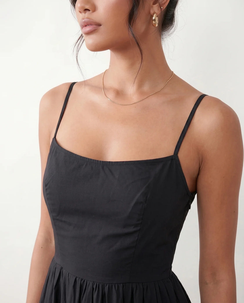 Wedding Guest Midi Dress Women Square Neck Corset Low Back