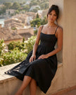 Wedding Guest Midi Dress Women Square Neck Corset Low Back