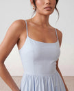 Wedding Guest Midi Dress Women Square Neck Corset Low Back