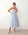 Wedding Guest Midi Dress Women Square Neck Corset Low Back