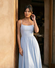 Wedding Guest Midi Dress Women Square Neck Corset Low Back