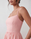 Wedding Guest Midi Dress Women Square Neck Corset Low Back