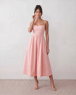 Wedding Guest Midi Dress Women Square Neck Corset Low Back