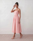 Wedding Guest Midi Dress Women Square Neck Corset Low Back