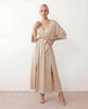 Maxi Dress Women V-Neck Draped Batwing Sleeve Open Back Tie Waist Wedding Guest