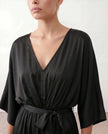 Maxi Dress Women V-Neck Draped Batwing Sleeve Open Back Tie Waist Wedding Guest