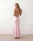 Sequined Satin Maxi Dress Women Party Halter Lace-Up Back Slit