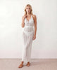 Maxi Dress Women Crochet Halter Backless Side Cutout White Beach