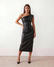 Faux Leather Midi Dress Women Off-Shoulder Fitted Pencil Cocktail