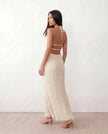 Maxi Dress Women Pleated Halter Tiered Ruffle Open Back Cocktail