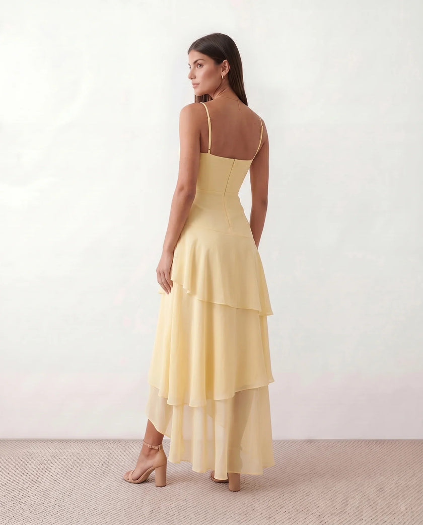 Maxi Dress Women, Wedding Guest Sweetheart Corset Chiffon Spaghetti Strap