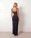 Lace Maxi Dress Women Square Neck Open Back Cocktail