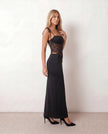 Lace Maxi Dress Women Square Neck Open Back Cocktail
