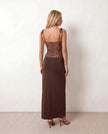 Lace Maxi Dress Women Square Neck Open Back Cocktail