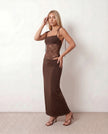 Lace Maxi Dress Women Square Neck Open Back Cocktail