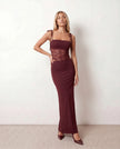 Lace Maxi Dress Women Square Neck Open Back Cocktail
