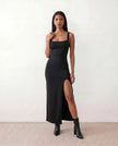 Maxi Dress Women Square Neck Open Back Bodycon Cocktail